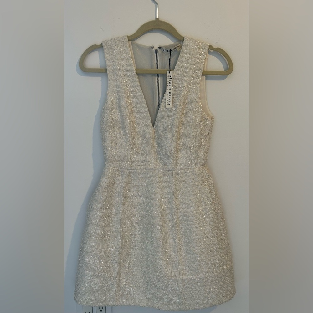 Alice + Olivia white Shimmery Mini Dress